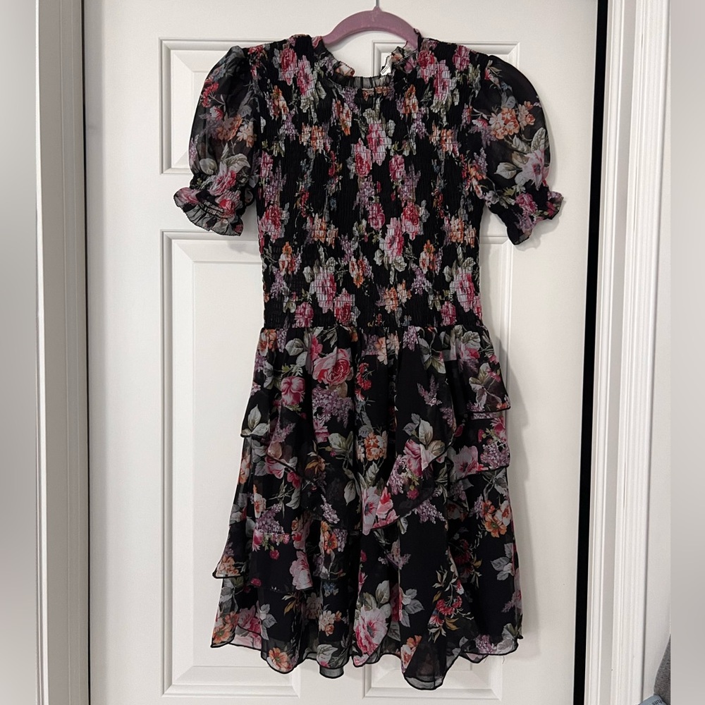 Olivaceous Smocked Ruffle Dress - Size S